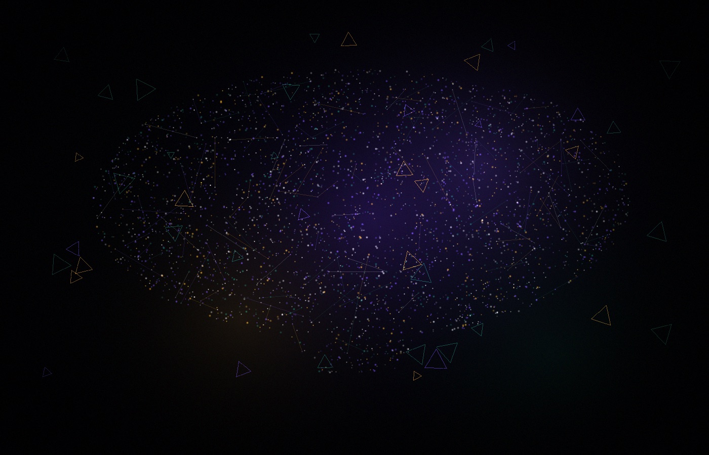 Abstract constellation of bot signals on a black background